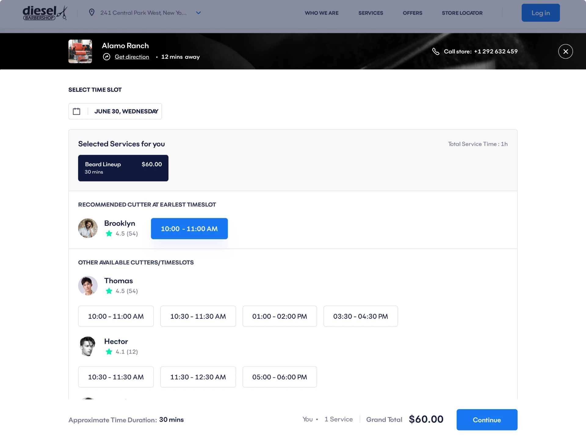 Booking component UI