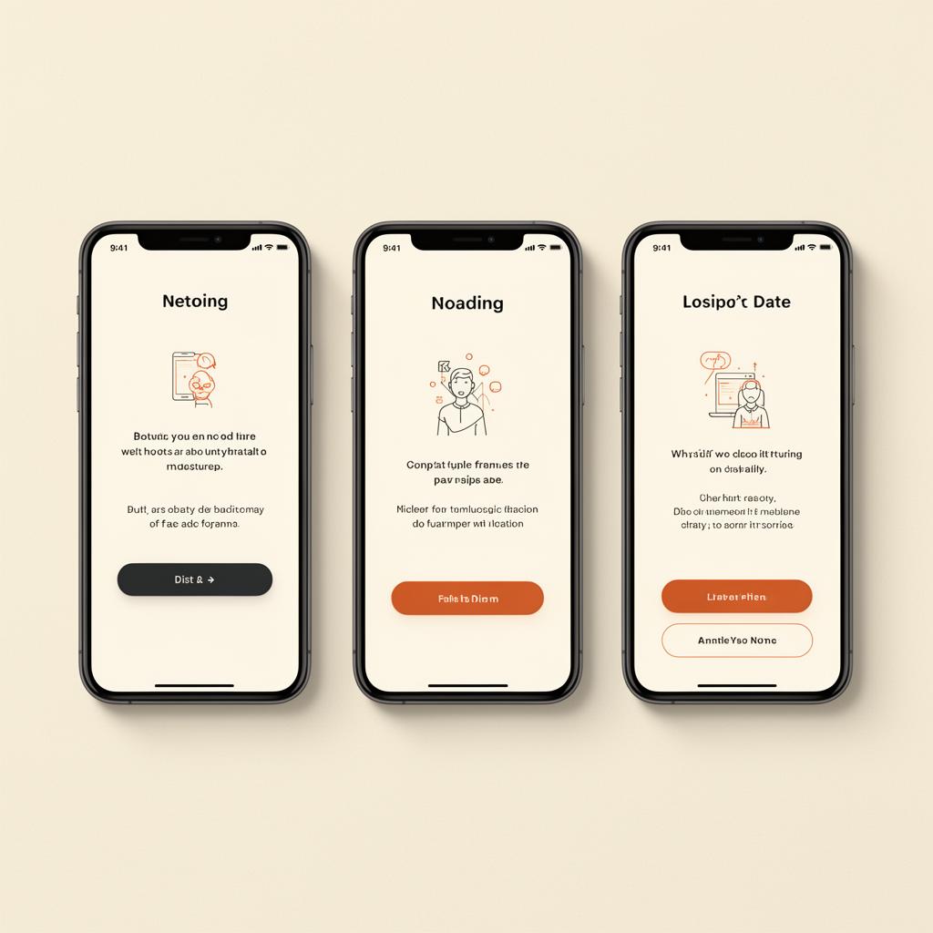 Mobile onboarding flow mockup